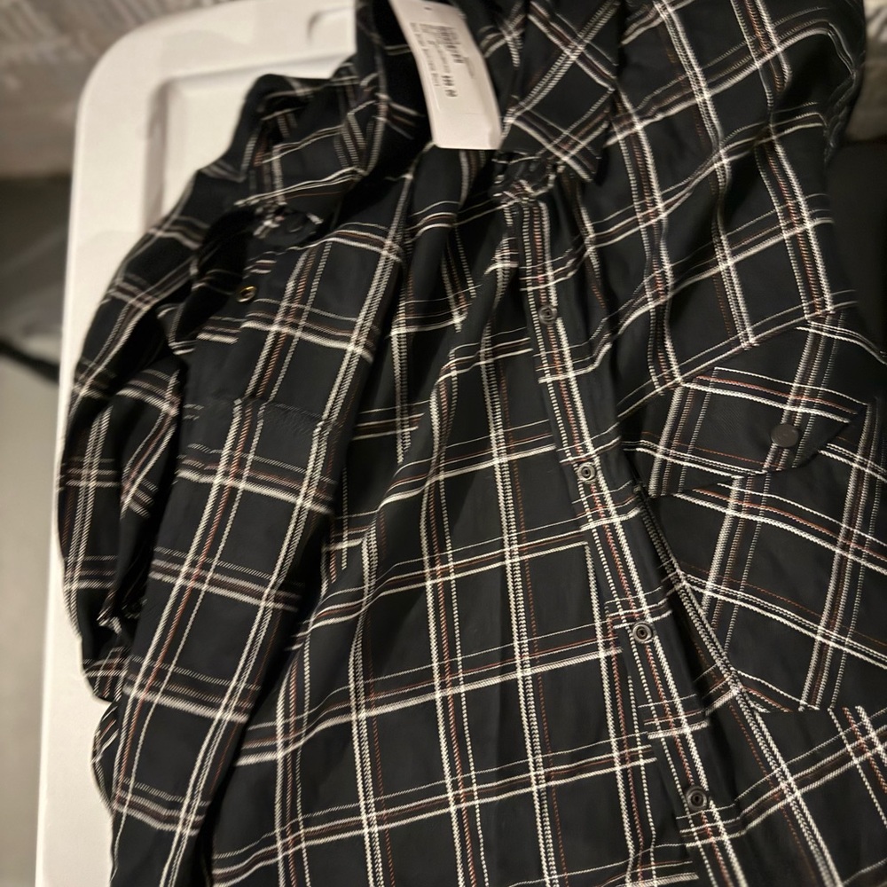 Sanctuary Black Plaid Button-Down Shirt